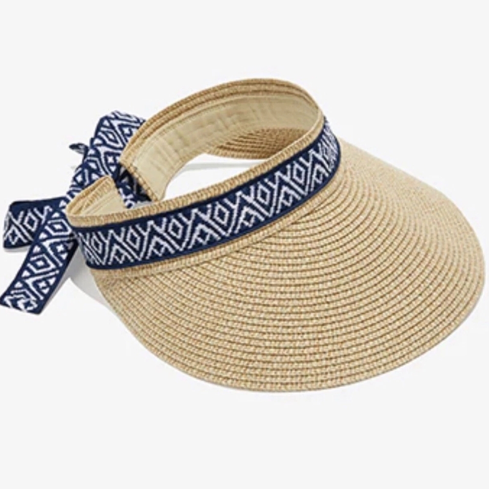 Sea And Grass | Straw Visor With Ribbon - NWT